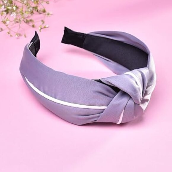 NWT Leah Piped Top Knot Gray Headband - Picture 2 of 5